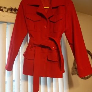 New port news size 12 red wool blend pea coat.